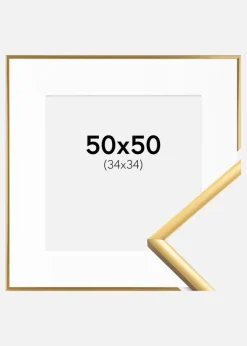 Ramme New Lifestyle Shiny Gold 50x50 cm - Passepartout Hvid 35x35 cm