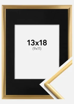Ramme New Lifestyle Shiny Gold 13x18 cm - Passepartout Sort 10x12 cm