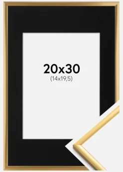 Ramme New Lifestyle Shiny Gold 20x30 cm - Passepartout Sort 15x21 cm (A5)