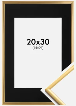 Ramme New Lifestyle Shiny Gold 20x30 cm - Passepartout Sort 15x22 cm