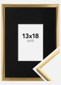 Ramme New Lifestyle Shiny Gold 13x18 cm - Passepartout Sort 7x10 cm