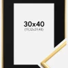 Ramme New Lifestyle Shiny Gold 30x40 cm - Passepartout Sort 8x12 inches