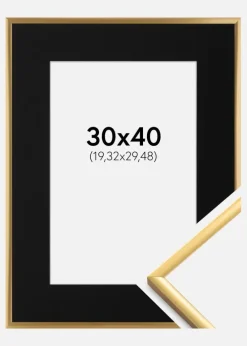 Ramme New Lifestyle Shiny Gold 30x40 cm - Passepartout Sort 8x12 inches