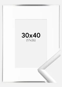 Ramme New Lifestyle Sølv 30x40 cm - Passepartout Hvid 18x27 cm