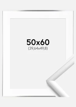 Ramme New Lifestyle Sølv 50x60 cm - Passepartout Hvid 16x20 inches