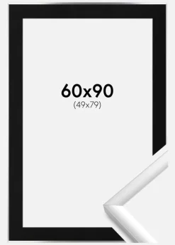 Ramme New Lifestyle Sølv 60x90 cm - Passepartout Sort 50x80 cm