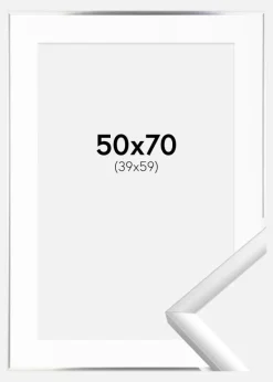 Ramme New Lifestyle Sølv 50x70 cm - Passepartout Hvid 40x60 cm