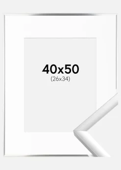 Ramme New Lifestyle Sølv 40x50 cm - Passepartout Hvid 27x35 cm