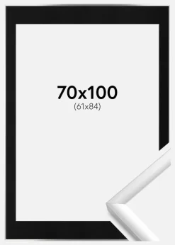 Ramme New Lifestyle Sølv 70x100 cm - Passepartout Sort 62x85 cm