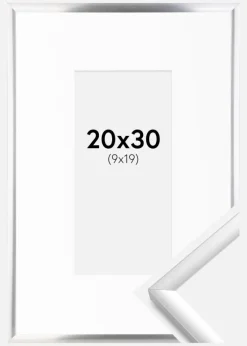 Ramme New Lifestyle Sølv 20x30 cm - Passepartout Hvid 10x20 cm