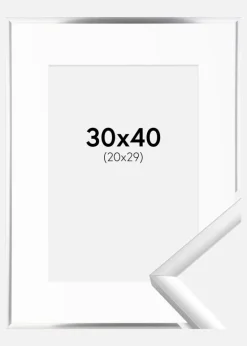 Ramme New Lifestyle Sølv 30x40 cm - Passepartout Hvid 21x30 cm