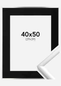 Ramme New Lifestyle Sølv 40x50 cm - Passepartout Sort 30x40 cm