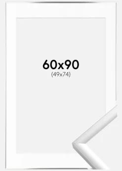 Ramme New Lifestyle Sølv 60x90 cm - Passepartout Hvid 50x75 cm