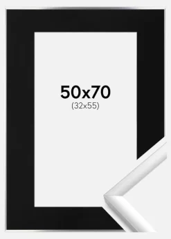 Ramme New Lifestyle Sølv 50x70 cm - Passepartout Sort 33x56 cm