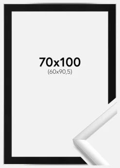Ramme New Lifestyle Sølv 70x100 cm - Passepartout Sort 61x91,5 cm