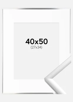 Ramme New Lifestyle Sølv 40x50 cm - Passepartout Hvid 28x35 cm