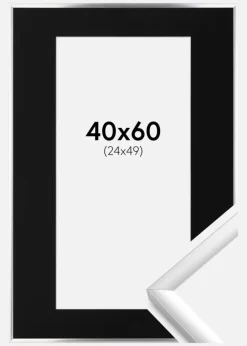 Ramme New Lifestyle Sølv 40x60 cm - Passepartout Sort 25x50 cm