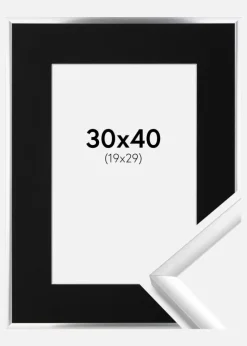 Ramme New Lifestyle Sølv 30x40 cm - Passepartout Sort 20x30 cm