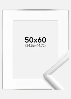 Ramme New Lifestyle Sølv 50x60 cm - Passepartout Hvid 14x18 inches