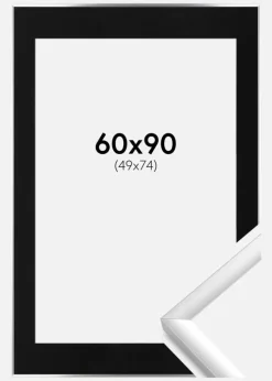 Ramme New Lifestyle Sølv 60x90 cm - Passepartout Sort 50x75 cm