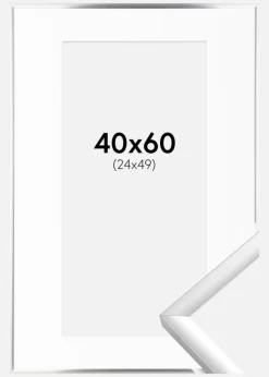 Ramme New Lifestyle Sølv 40x60 cm - Passepartout Hvid 25x50 cm