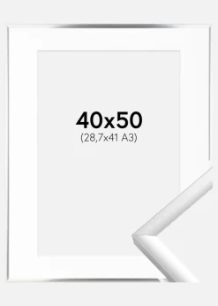 Ramme New Lifestyle Sølv 40x50 cm - Passepartout Hvid 29,7x42 cm (A3)