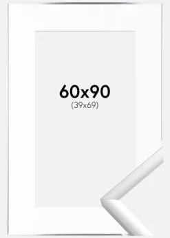 Ramme New Lifestyle Sølv 60x90 cm - Passepartout Hvid 40x70 cm