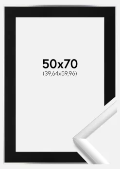 Ramme New Lifestyle Sølv 50x70 cm - Passepartout Sort 16x24 inches
