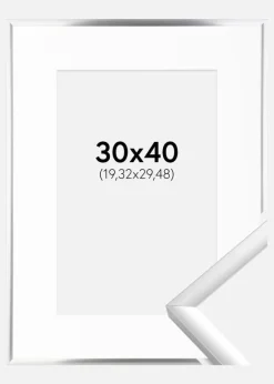 Ramme New Lifestyle Sølv 30x40 cm - Passepartout Hvid 8x12 inches