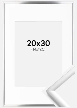 Ramme New Lifestyle Sølv 20x30 cm - Passepartout Hvid 15x21 cm (A5)