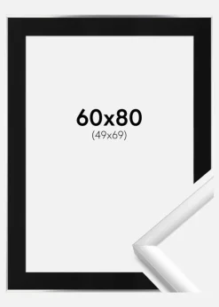 Ramme New Lifestyle Sølv 60x80 cm - Passepartout Sort 50x70 cm