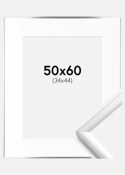 Ramme New Lifestyle Sølv 50x60 cm - Passepartout Hvid 35x45 cm