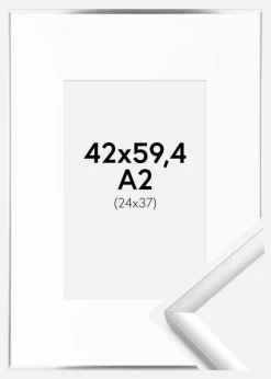 Ramme New Lifestyle Sølv 42x59,4 cm (A2) - Passepartout Hvid 25x38 cm