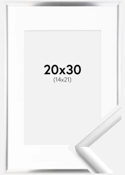 Ramme New Lifestyle Sølv 20x30 cm - Passepartout Hvid 15x22 cm