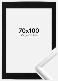 Ramme New Lifestyle Sølv 70x100 cm - Passepartout Sort 59,4x84 cm (A1)