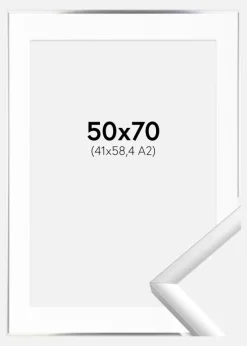 Ramme New Lifestyle Sølv 50x70 cm - Passepartout Hvid 42x59,4 cm (A2)