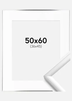 Ramme New Lifestyle Sølv 50x60 cm - Passepartout Hvid 37x46 cm