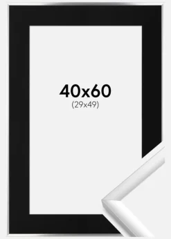 Ramme New Lifestyle Sølv 40x60 cm - Passepartout Sort 30x50 cm