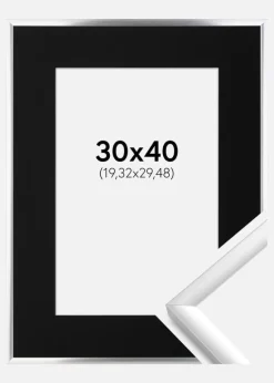 Ramme New Lifestyle Sølv 30x40 cm - Passepartout Sort 8x12 inches