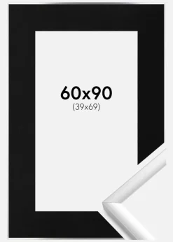 Ramme New Lifestyle Sølv 60x90 cm - Passepartout Sort 40x70 cm