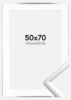 Ramme New Lifestyle Sølv 50x70 cm - Passepartout Hvid 16x24 inches