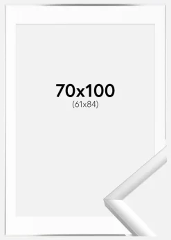 Ramme New Lifestyle Sølv 70x100 cm - Passepartout Hvid 62x85 cm