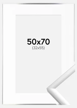 Ramme New Lifestyle Sølv 50x70 cm - Passepartout Hvid 33x56 cm