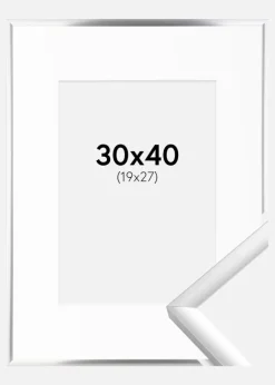 Ramme New Lifestyle Sølv 30x40 cm - Passepartout Hvid 20x28 cm