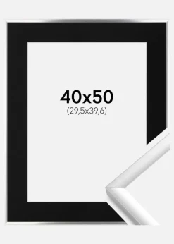 Ramme New Lifestyle Sølv 40x50 cm - Passepartout Sort 12x16 inches