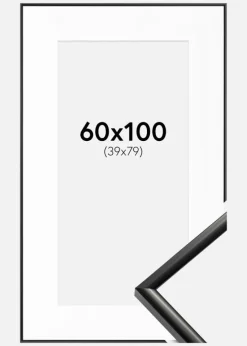 Ramme New Lifestyle Sort 60x100 cm - Passepartout Hvid 40x80 cm