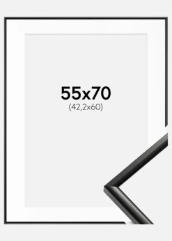 Ramme New Lifestyle Sort 55x70 cm - Passepartout Hvid 43,2x61 cm (A2+)