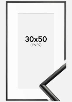 Ramme New Lifestyle Sort 30x50 cm - Passepartout Hvid 20x40 cm