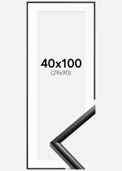 Ramme New Lifestyle Sort 40x100 cm - Passepartout Hvid 30x91 cm