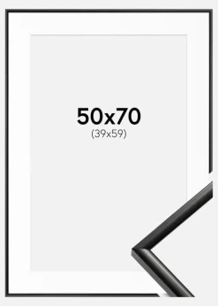 Ramme New Lifestyle Sort 50x70 cm - Passepartout Hvid 40x60 cm